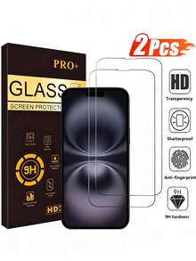 2片装高清钢化玻璃屏幕保护膜,兼容 17/16 Pro Max/16e/16/16 Plus/16 Pro/16 Pro Max/15/14/13/12/11 Pro Max/12/13 Mini,也兼容 X/XS Max/XR/7/8/6/6S Plus/SE - 無色 - 查看 15