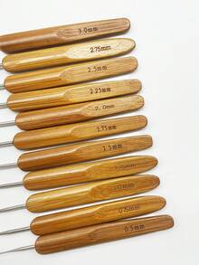 11件套竹柄钩针套装，材质光滑，编织顺滑，尺寸0.5mm-3.0mm - 适用于DIY精致钩针编织项目 - 彩色 - 查看 4