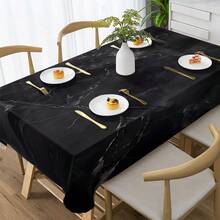 1/4/5/6/7/36 piezas Juego de fundas de asiento/cubiertas de silla con estampado de textura de mármol negro falso de estilo vintage, adecuado para interiores, comedor, hotel, opción ideal para decoración diaria moderna. El mantel se ajusta a la mesa de comedor cuadrada, las fundas de silla elásticas son lavables. - Multicolor - Ver 18