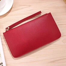 1Pc Pu Leather Wristlet Clutch Bag Cell Phone Wallet Purse Wristlet Wallet Purses And Handbags For Women - Multicolor - View 11