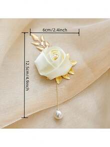 1pc Romantic White Rose Bouquet Set, Polyester Flower Bouquet For Men, Reusable Tabletop Decor And Bridal Accessory - Ideal For Weddings, Parties And Celebrations - Multicolor - View 5