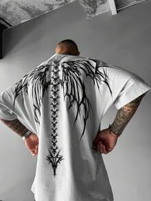 Men's Summer Gothic Graphic Print Round Neck Short Sleeve Casual T-Shirt, Emo, For Fall, 2000s Style