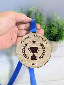 Customized Engraved Wooden School Award Medal | School Award Medal | Children's Award Medal | Academic Award Medal | Teacher Award Medal | School Sports Meet. Customized Engraved Wooden Friendship Award Medal | Wooden Award Medal | Running Club | Running Medal - Multicolor - View 9