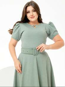 Plus Size Dresses - 橄欖綠 - 查看 5