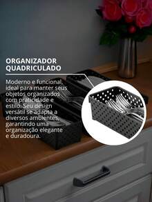 Set Of 3 Black Plastic Grid Organizers For Closets And Drawers - màu đen - Xem 6