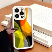 Cubierta de telefono con borde negro diseño abstracto multicolor naranja amarillo verde y gris para uso diario en oficina o casa - Burdeos - Ver 4