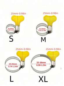 Stainless Steel Jacket, Available In Sizes Of 10-16mm, 13-19mm, 19-29mm, 25-38mm. Fixture With Finger Screw Yellow Plastic Handle, T-Bolt, Contact Gear Design, Safety Fixture For Pipes And Cars, Metal, Troubleshooting Ring, Industrial And Scientific Hydraulic, Bottom And Water Channel