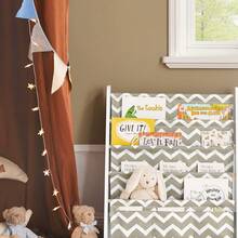 SoBuy Kids Bookcase, Childrens Bookcase, Kids Bookshelf KMB50-HG - Grey - View 9