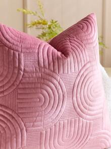 1/2 piezas Fundas de cojín decorativas de terciopelo y peluche con diseño geométrico acolchado, suaves y esponjosas, unicolor rectangular - Rosado Sandía - Ver 3
