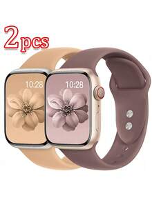 2 piezas Bandas deportivas suaves de silicona compatibles con Series 11/10/9/8/7/6/5/4/3/SE/Ultra 3/2 - Brazaletes ajustables con diseño floral, cómodos y duraderos, se ajustan de 38mm a 49mm, accesorios de smartwatch unisex - 38/40/41/42 mm (Serie 10 11) - Ver 14