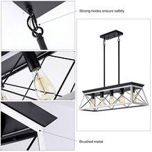 5-Light Farmhouse Linear Chandelier - Rustic White Metal Rectangular Pendant Light, Ceiling Fixture For Dining Room, Kitchen Island, Breakfast Bar & Entryway (Local Delivery) - 白色 - 查看 6
