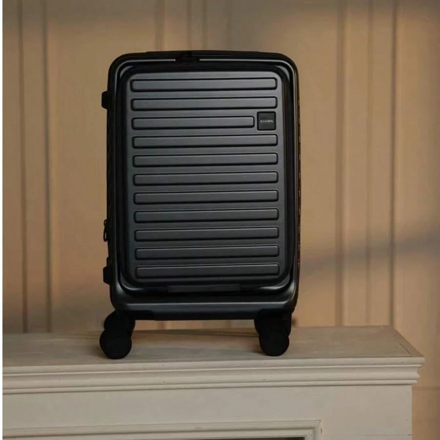 19-Inch 24*35*52 9kg →Scalable→29*35*52 11kg 20-Inch 25*36*55 10kg →Scalable→30*35*52 12kg High-Quality ASSODA Front-Opening Travel Suitcase, Side-Opening Travel Suitcase, Wheeled Suitcase - Đen và trắng - Xem 1