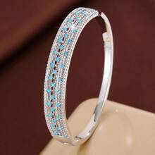 1pc Minimalist Geometric Line Starry Sky Shape Design Inlaid With Cubic Zirconia Women's Fashion Bracelet - Multicolor - View 12