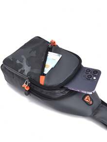 New Stylish Camouflage Sling Bag For Men, Multifunctional Large Capacity Chest Bag Unisex Backpack, Casual Sports Travel Crossbody Shoulder Bag With Earphone Hole, Waist Belt Pouch, Suitable For Students, Commuting, Gifts, Autumn, Christmas, Valentine's Day, Back To School, Thanksgiving, Retro Sports Style, Casual Men's Bag, Wallet, Business Messenger Bag, Men's Gift, Christmas Gift