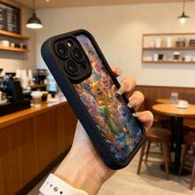 Cubierta de teléfono con diseño de personajes animados multicolor para iPhone 14 Pro Max funda protectora con estampado de monstruos divertidos y escena mágica ideal para uso diario en cafeterías y salas de estar Aplicable a los teléfonos de la serie Apple y Galaxy - Negro - Ver 6