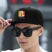 A cap with a modern design featuring Van Gogh illustrations baseball cap large head around snapback cap duck cap graphic print Baseball cap sports snapback cap duckville cap breathable low cap small head around ball cap low cap haphop baseball cap visual snapback fashionable retro flat bill cap unisex - ブラック - チェックする 3