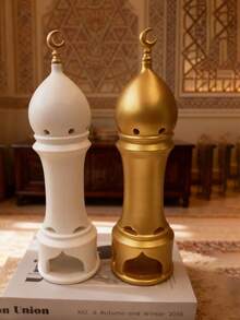 1pc Middle Eastern Architecture Style Decor, Ramadan Decoration, Ramadan Crescent Moon Candle Holder & Aroma Diffuser, Ramadan Islamic Festival Party, Home Room Dining Table Decor - Eid Al-Fitr Spring Decoration Gift, Festival Gift (Candles Not Included) - Multicolor - View 4