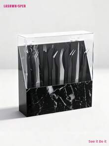 Soporte de pinzas de acrílico de 8 agujeros, adecuado para suministros de extensión de pestañas, uso en salón de uñas - Multicolor - Ver 7