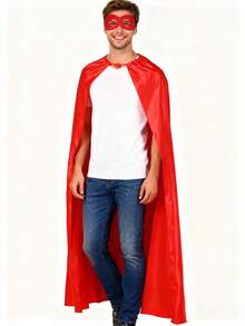 1pc Super Hero Cape And Mask Set, Role Play Cape Set Includes 1 Cape And 1 Mask, Adult Men Women Super Hero Costume, Halloween Party Favor, School Spirit Day Team Gift, Party Supplies Set - Multicolor - View 4