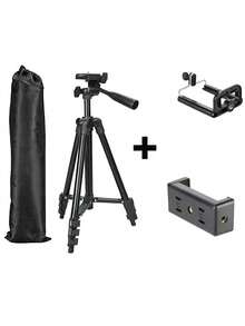 1 Chân máy ảnh Tripod di động bằng nhôm có thể mở rộng - Giá đỡ điện thoại và máy ảnh DSLR đa năng dùng để chụp ảnh, tự sướng, quay video trực tiếp, tương thích với máy ảnh Canon/Nikon và tất cả điện thoại thông minh - màu đen - Xem 5