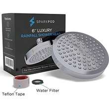 SparkPod Cabezal de ducha de lluvia de presión, los mejores cabezales de ducha para baño, ángulo ajustable para la máxima ducha de baño, instalación en 1 minuto, ajuste universal (negro mate)(6" Round ‎Gris (Carbón) - 6" Round) - Multicolor - Ver 6