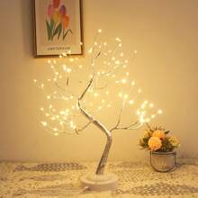 Fairy Light Tree 108 Led Twinkle Tree Fairy Light Spirit Tree Lamp Battery/USB Operated 6 Hours Timer Function With Lighting Mode Silver Adjustable Branches Home Decoration(Warm)Halloween Christmas New Year - 1 - 查看 8