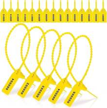 Cintillo Sello De  Cinchos 25cm Foliados Pzs,Etiqueta de Sello de Plástico con Cierre Numerado,Etiquetas de  Desechables para Manipulación y Extintor de Incendios (Amarillo) - Amarillo - Ver 2
