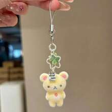 Cute Flocked White Bear, Rilakkuma Phone Charm, Four-Leaf Clover Charm, Camera CCD Pendant - 小白熊 - 查看 2