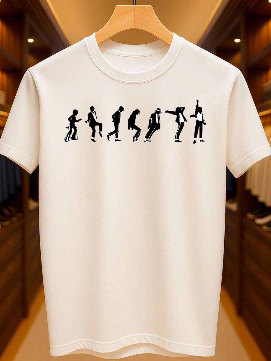 King Of Pop Famous Artist Basic Dance Steps Unisex T-Shirt 100% Premium Cotton – Men's And Women's | Casual, Streetwear, Plus Size, New Arrival With Immediate Shipping In Various Colors - 白色 - 查看 1