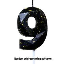 1 vela de aniversário preta com glitter dourado - Design com números brilhantes para festas em ambientes fechados, cera de alta qualidade de queima rápida, perfeita para bolos e comemorações, velas de aniversário para bolo, acessórios para festas, design festivo de vela - Preto - Ver 11