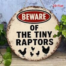 1pc 2D Printed Small Raptor Warning, Home Decor For Entryway, Living Room, Bedroom, Rustic Wooden Wall Art - Many - View 1