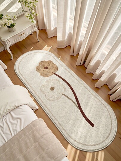 DAJIANG 1pc Vintage Minimalist Bedroom Carpet, Floral Print Hallway Carpet, Non-Slip Entryway Rug, Easy To Clean, Soft Carpet, Foldable, Easy To Maintain And Washable, Suitable For Living Room, Kitchen, Bathroom, Bedside Decor - Home Decor
