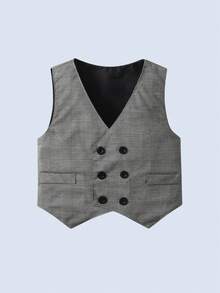 BOARNSEORL 3pcs Young Boys Gentleman Outfit - White Shirt With Grey Bow Tie And Grey Vest & Pants, Suitable For Daily Outings, Family Gatherings, Birthday Parties, Celebrations - Grey - View 8