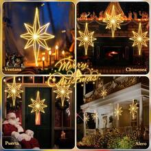 Luces de Navidad para Interiores 3D, 360 LEDs Decoracion Navideas Luces de Ventana, 62*39cm Navidad Luces Perfecto para Cortina, Casa, rbol, Operado por Enchufe, Blanco Clido, 1unidad - 1 unidad - Estructura 3D - Ver 7