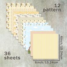 36 Sheets 6inch (Cute Cartoon Background) Scrapbooking Paper, Suitable For Bullet Journals, Scrapbooks, Cards And Crafts - Yellow - View 8