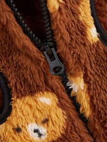 1pc Pet Jacket Zipper Vest, Bear Pattern, Warm Fleece Vest For Cats And Dogs, Autumn/Winter - Multicolor - View 6
