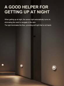 1 Peça Luz de Chão LED, Luz de Parede Sem Fio, Adequada para Corredores, Degraus, Luzes de Escada, Luzes de Degrau, Luzes de Sensor Corporal Humano, Luz Noturna Inteligente, Utiliza 3 Pilhas AAA (Pilhas Não Incluídas no Envio) - Branco - Visão 10