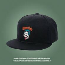 Straw Cat Design Illustrated Black Cap Fashion Item flat bill cap small head around graphic print breathable baseball cap low cap retro snapback cap duck cap duckville cap snapback haphop baseball cap unisex large head around ball cap snapback cap Baseball cap sports low cap visual fashionable - ブラック - チェックする 1