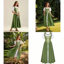 2026 Renaissance Costume Women Medieval Corset Dress Puff Sleeve Fairy Dress - 綠色+8 - 查看 7