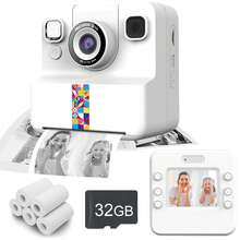 Kids Instant Print Camera, Digital Camera, Suitable For Birthday Gifts For Boys And Girls Aged 3-13+, 1080P HD Video, Dual Cameras (Front & Rear), HD Video Recording, Instant Print, With Zoom And Anti-Shake Function, Compact And Portable Design, Suitable For Travel, Family Photos And Outdoor Activities - Blue/Purple/White, Portable Camera (1300mAh Rechargeable Battery) - Multicolor-a30 - View 14