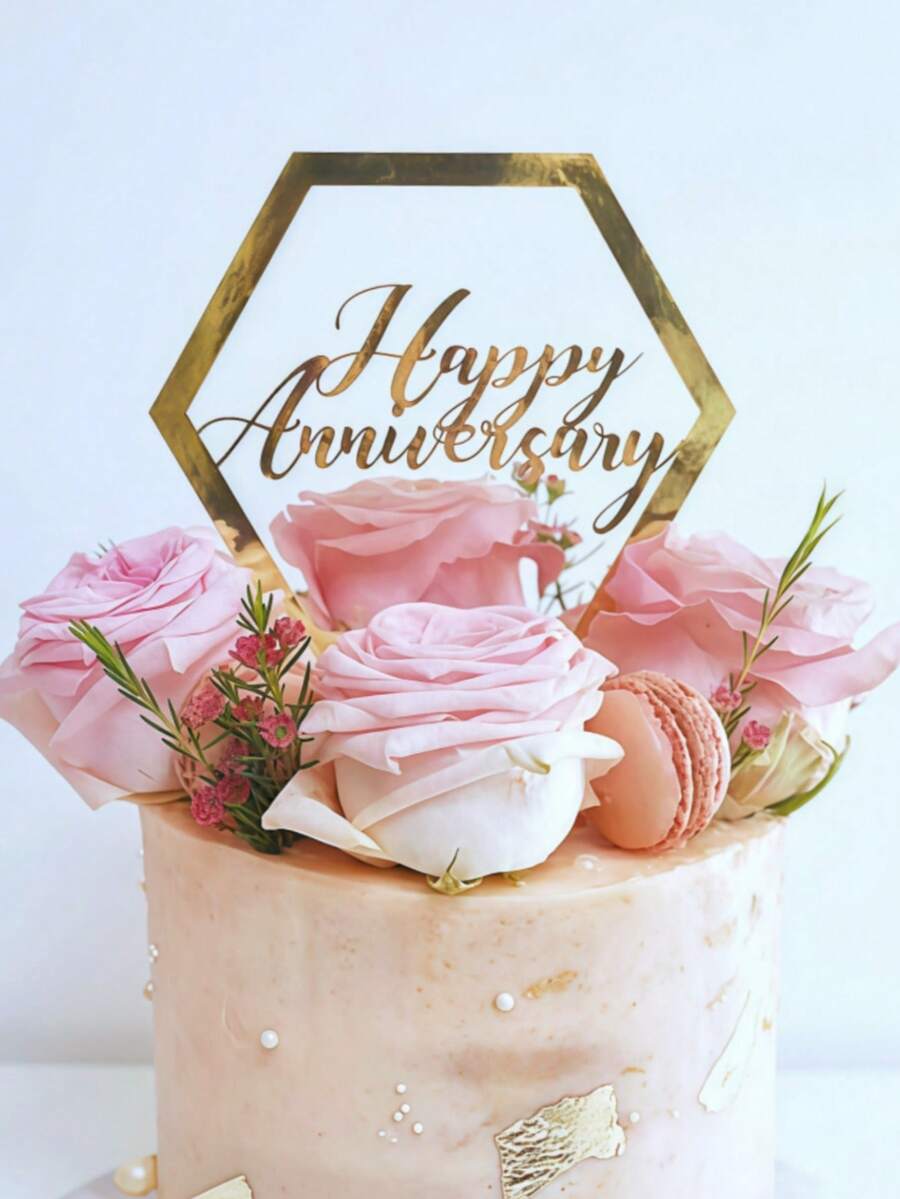 1 cái/3 cái/3 cái Phụ kiện trang trí bánh kỷ niệm bằng acrylic, Trang trí bánh kỷ niệm, Trang trí bánh ngày Valentine, Trang trí bánh kỷ niệm ngày cưới, Đồ dùng nhà bếp, Trang trí bánh, Dụng cụ làm bánh, Trang trí bánh - Vàng - Xem 1