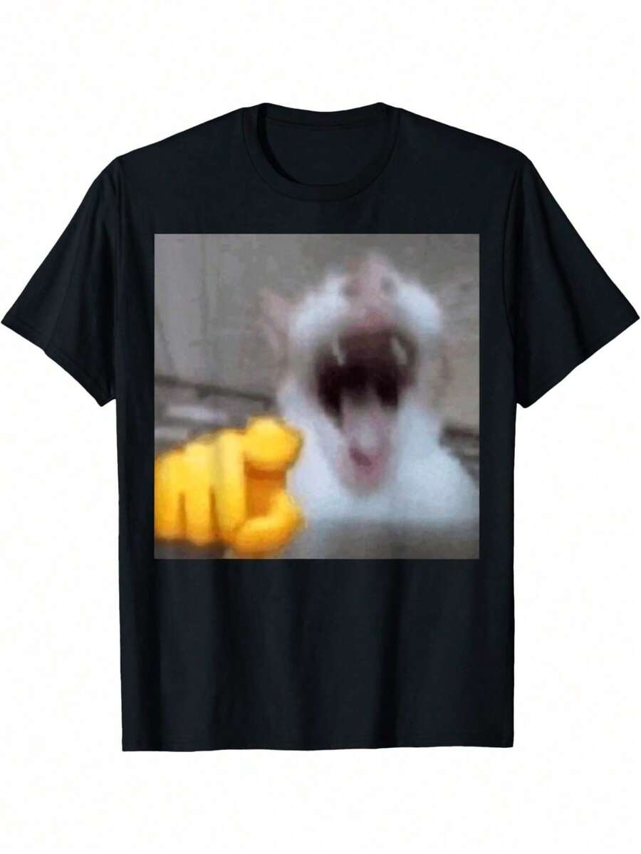 Camiseta gato risueño Meme - Negro - Ver 1