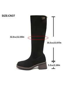 Fall/Winter New Mid-Heel Knee-High Riding Boots, Minimalist & Versatile Design For Women