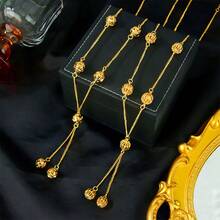 Dubai Muslim Fashion Gold Color Long Necklace 24k Gold Plated Arabic Bridal Wedding Body Chains Turkish Vintage Coins Women Jewelry - Long Necklace a - View 10