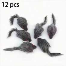 6/12 Pieces/Set Black/Grey/White Simulated 3D Big Mouse Cat Toy. Cat Entertainment Pet Supplies. Non-Electric, Educational Cat Toy, Interactive Design, Fun Toy, Durable Fabric, Simulates Hunting, Featherless Toy, Suitable For Cat Owners And Playful Pets.