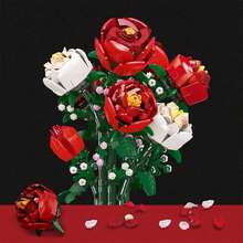 Flower Bouquet Building Set – Roses Building Blocks With Vase, Home Décor Kit, Creative Toy Building Set For Adults, Ideal Housewarming Gift - 玫瑰花 - 查看 6