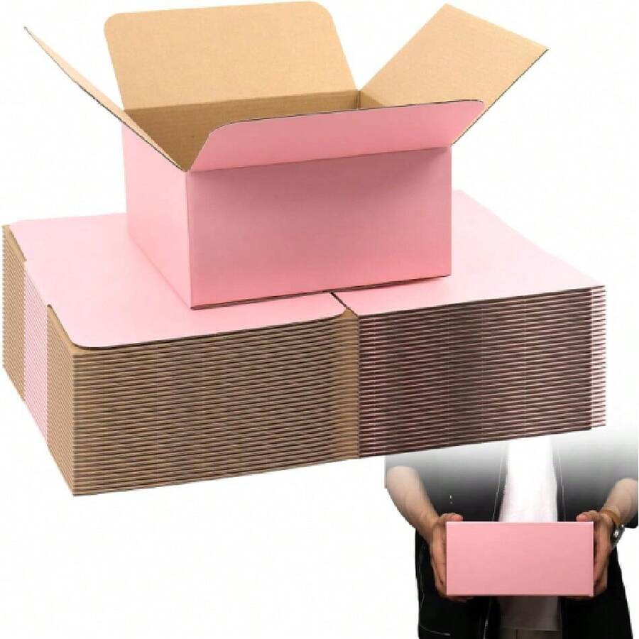 8x8x4 Pink Shipping Boxes, 30 Pack Mailing Boxes For Small Business, Corrugated Cardboard Boxes For Shipping, Packaging,28452139 - 玫紅色 - 查看 1