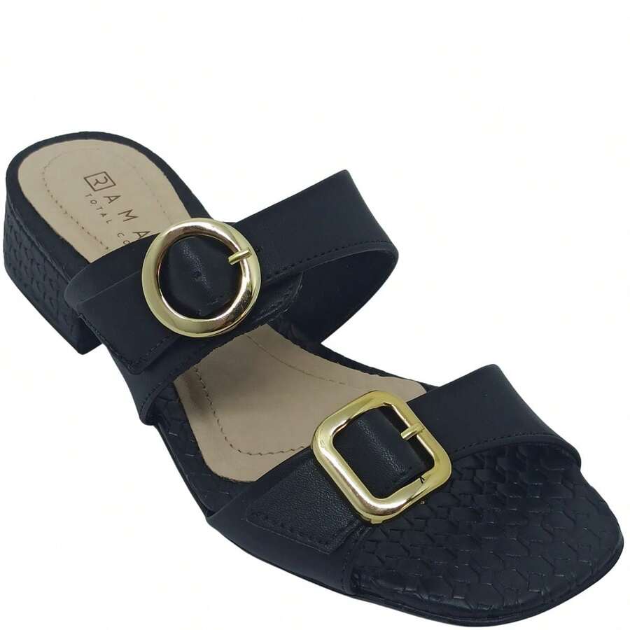 Tamanco Ramarim Feminino com Fivela e Salto Rasteiro 3,5cm  Praia    Fivela    Praia