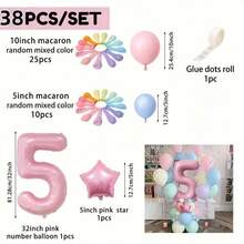 38 Stücke Makronen-Latex-Rosa Zahlenballons, geeignet für Geburtstag, Hochzeitsfeier Dekoration, Muttertags Dekoration, Sommer Feiertags Arrangement - Pink - Übersicht 6
