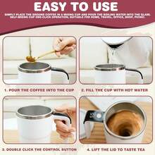 可充电自动搅拌咖啡杯，带温度显示和不锈钢内胆，可搅拌牛奶、巧克力、摩卡，一键开/关方便使用，断电后仍能保温。 - 彩色 - 查看 6